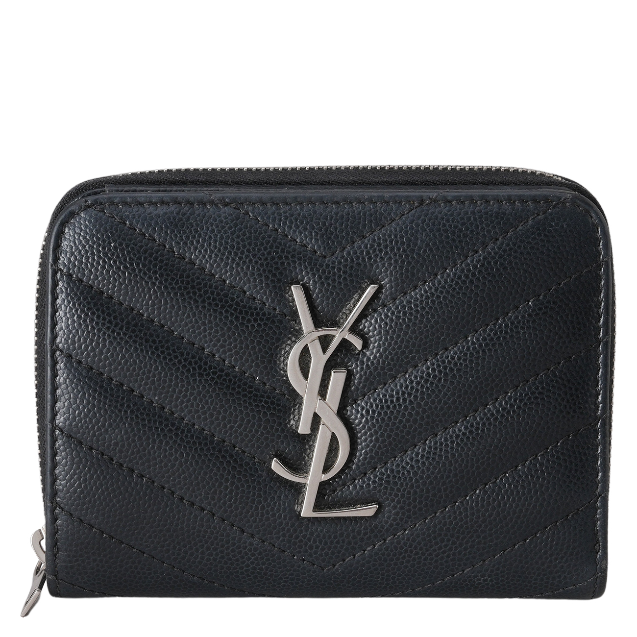 YVES SAINT LAURENT(USED)생로랑 403723 모노그램 쉐브론 컴팩트 반지갑